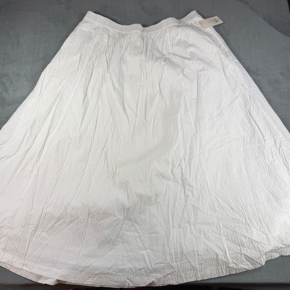 A New Day White Textured Maxi Skirt Elastic Waist Lined Plus Size 1X NEW